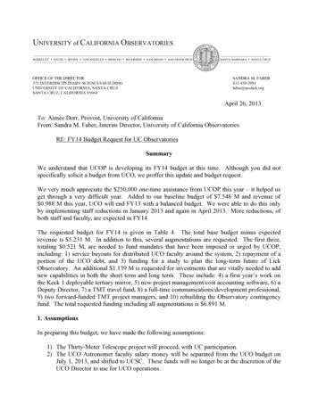 FY14 UCO Budget Request - UCO/Lick