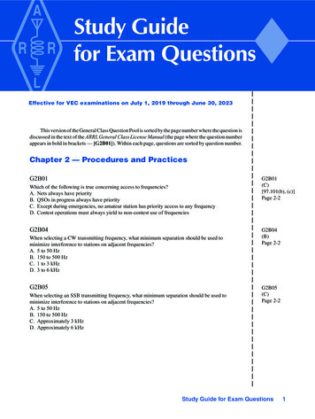 Study Guide For Exam Questions - ARRL