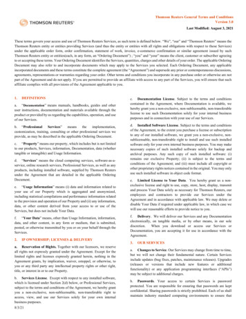 Thomson Reuters General Terms And Conditions Version 3