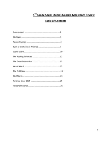 5TH Grade Social Studies Georgia Milestones Review Table Of Contents