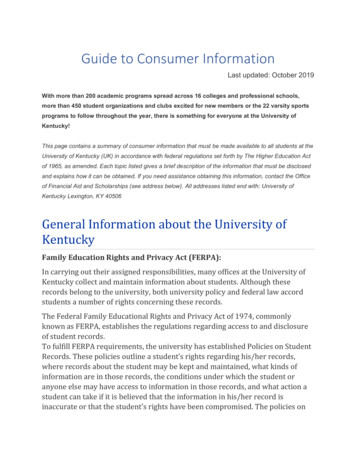 Guide To Consumer Information - University Of Kentucky
