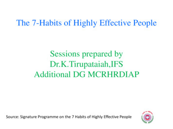 The 7-Habits Of Highly Effective People Sessions Prepared By . - MCRHRDI