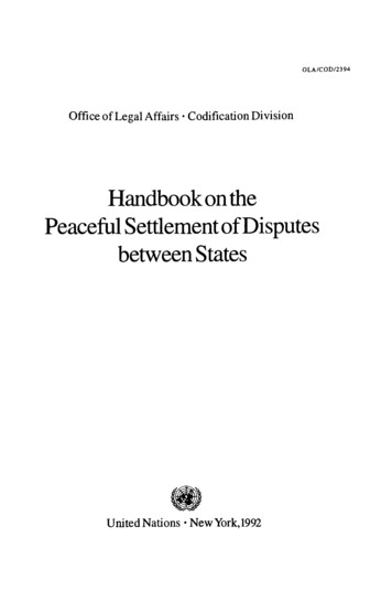 Handbook On The Peaceful Settlement Of Disputes Between States