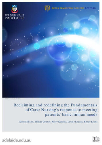 Reclaiming And Redefining The Fundamentals Of Care: Nursing's Response .