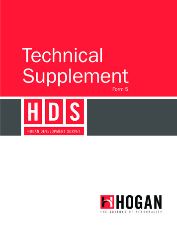 HDS R Tech Supplement 5.15.14 - Hogan Assessments