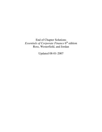 End Of Chapter Solutions Essentials Of Corporate Finance 6 Edition Ross .