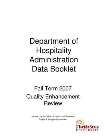 Department Of Hosppyitality Administration Data BookletData Booklet