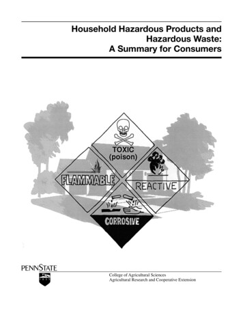 Household Hazardous Products And Hazardous Waste: A Summary For Consumers