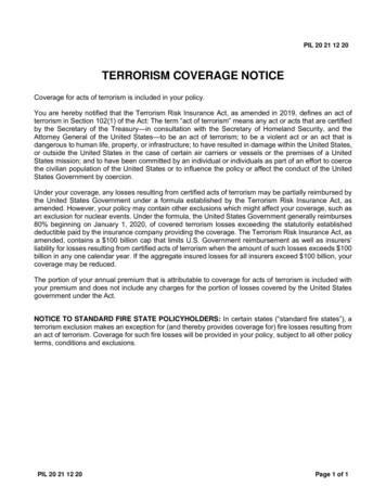 TERRORISM COVERAGE NOTICE - Lockton Outdoor