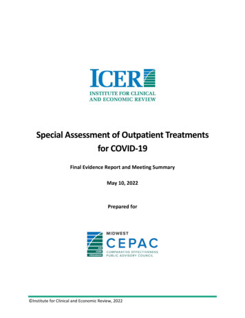Special Assessment Of Outpatient Treatments For COVID-19 - ICER