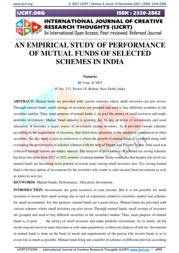An Empirical Study Of Performance Of Mutual Funds Of Selected Schemes .