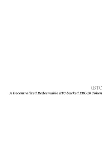 TBTC: A Decentralized Redeemable BTC-backed ERC-20 Token