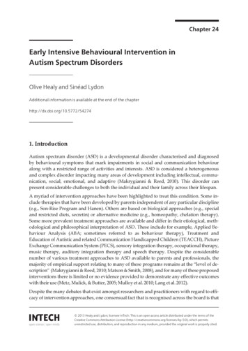 Early Intensive Behavioural Intervention In Autism Spectrum Disorders