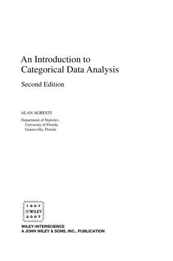 Introduction To Categorical Data Analysis - NR 322