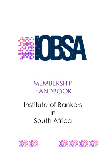 MEMBERSHIP HANDBOOK Institute Of Bankers In South Africa
