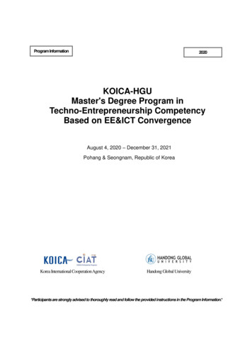 KOICA-HGU Master's Degree Program In Techno-Entrepreneurship Competency .