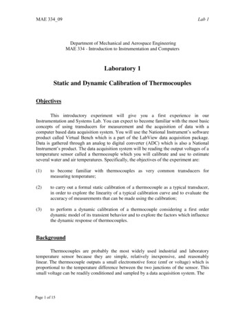 Laboratory 1 Static And Dynamic Calibration Of Thermocouples
