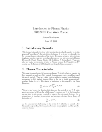 Introduction To Plasma Physics 2019 SULI One Week Course