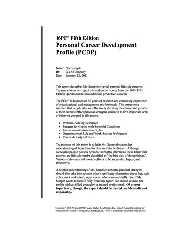 16PF Fifth Edition Personal Career Development Profile (PCDP)