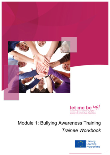 Module 1- Bullying Awareness Training - Trainee Workbook . - DisAbuse