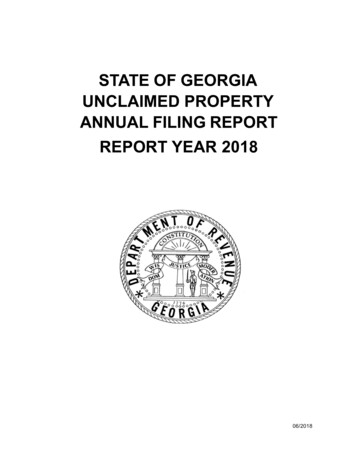 UNCLAIMED PROPERTY ANNUAL FILING REPORT - Georgia Department Of Revenue