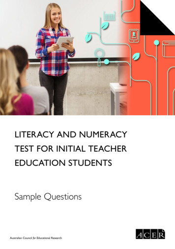 Literacy And Numeracy Test For Initial Teachers: Sample Questions - ACER