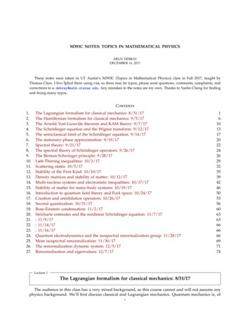M393c Notes: Topics In Mathematical Physics