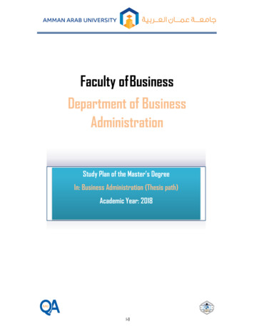 Faculty Of Business Department Of Business Administration