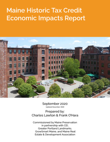 Maine Historic Tax Credit Economic Impacts Report - CEI