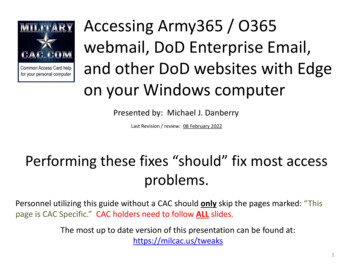 Accessing Army365 / O365 Webmail, DoD Enterprise Email, And Other DoD .