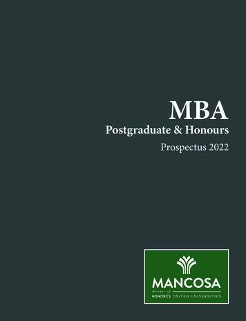Postgraduate & Honours - MANCOSA