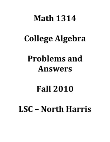Math 1314 College Algebra Problems And Answers
