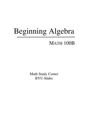 Beginning Algebra - Brigham Young University-Idaho