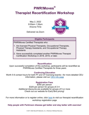 PWR!Moves Therapist Recertification Workshop