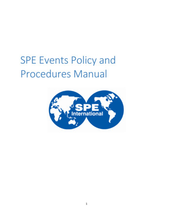 SPE Events Policy And Procedures Manual