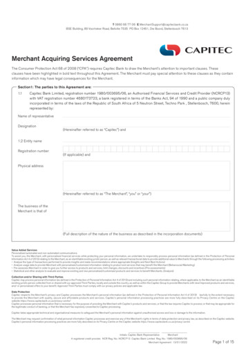 Merchant Acquiring Services Agreement - Mercantile.co.za