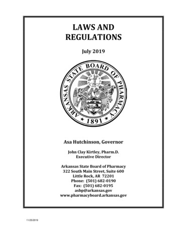 LAWS AND REGULATIONS - Arkansas State Board Of Pharmacy