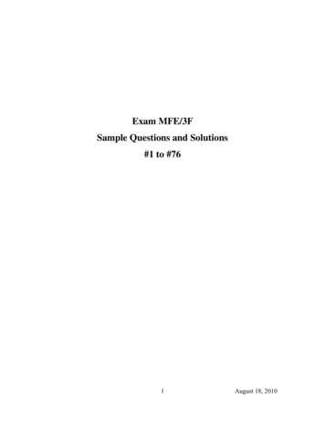 Exam MFE/3F Sample Questions And Solutions #1 To #76