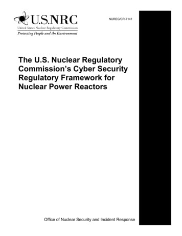 NUREG/CR-7141, 'The U.S. Nuclear Regulatory Commission's Cyber Security .