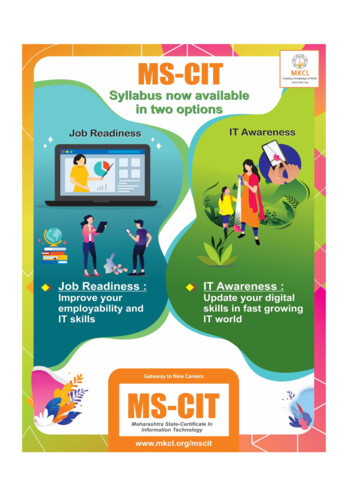 MS-CIT Course : Daywise Break Up - Home MS-CIT