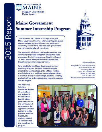Maine Government 2015 Report Summer Internship Program