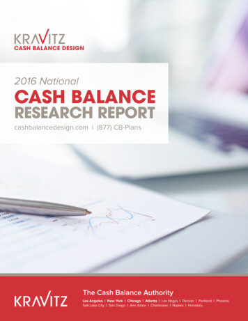 2016 National CASH BALANCE RESEARCH REPORT