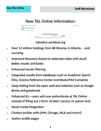 New TAL Online Informa On - Amazon Web Services