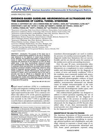 Evidencebased Guideline: Neuromuscular Ultrasound For The . - AANEM