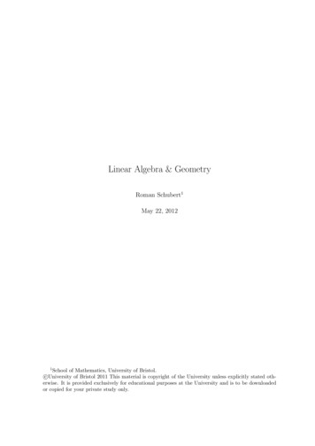 Linear Algebra & Geometry - University Of Bristol