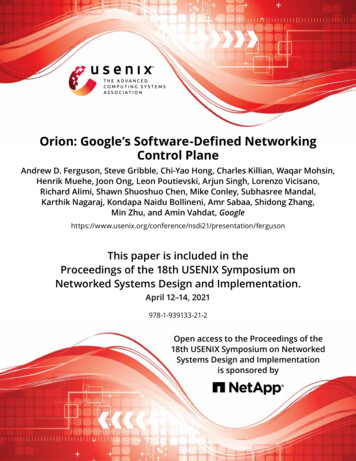 Orion: Google's Software-Defined Networking Control Plane