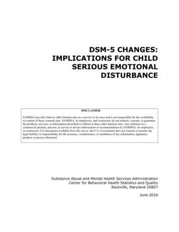 DSM-5 Changes: Implications For Child Serious Emotional . - SAMHSA