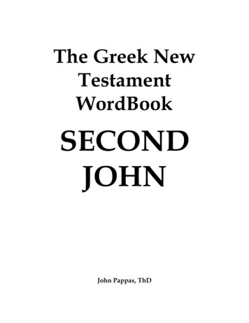 The Greek New Testament WordBook SECOND JOHN