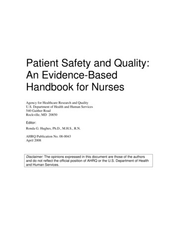 Patient Safety And Quality: An Evidence-Based Handbook For Nurses