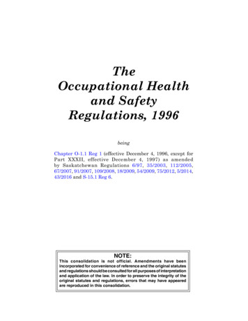 The Occupational Health And Safety Regulations, 1996